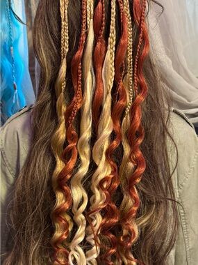 Copper Red & Blonde Braided Curly Hair Extensions - Fashion Accent